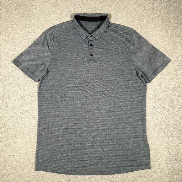 lululemon athletica Other - Lululemon Shirt Mens‎ Large Blue Striped Evolution Polo Casual Stretch Golf Logo